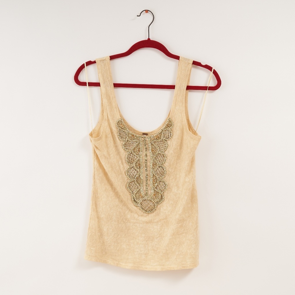 Free People tank Tan and Gold size small